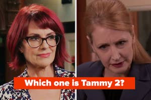 "Which one is Tammy 2?" with a picture of both Tammys in Parks and Recreation