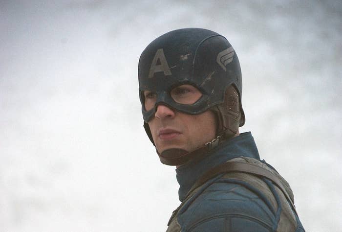 Chris Evans dressed as Captain America