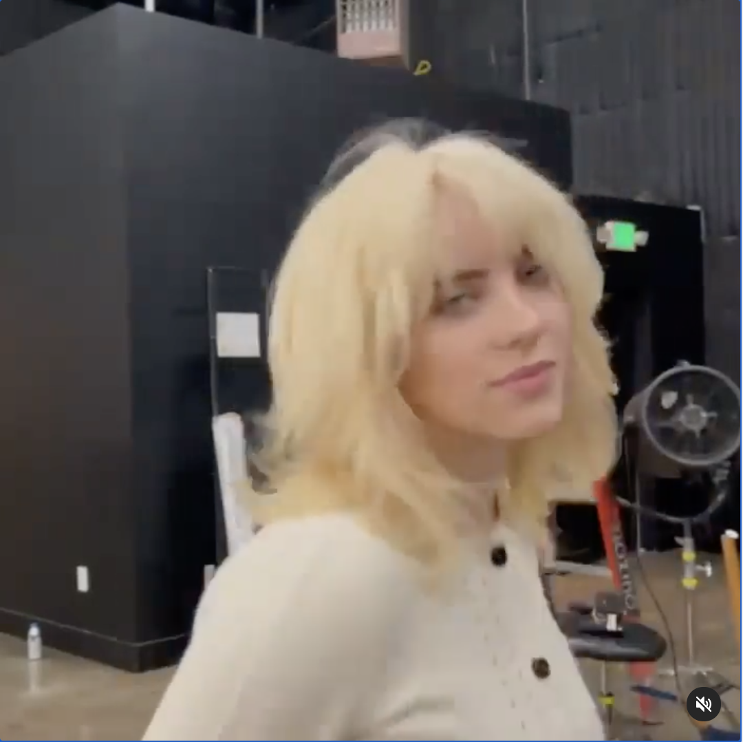 Soft-focus photo of Billie with long blonde hair