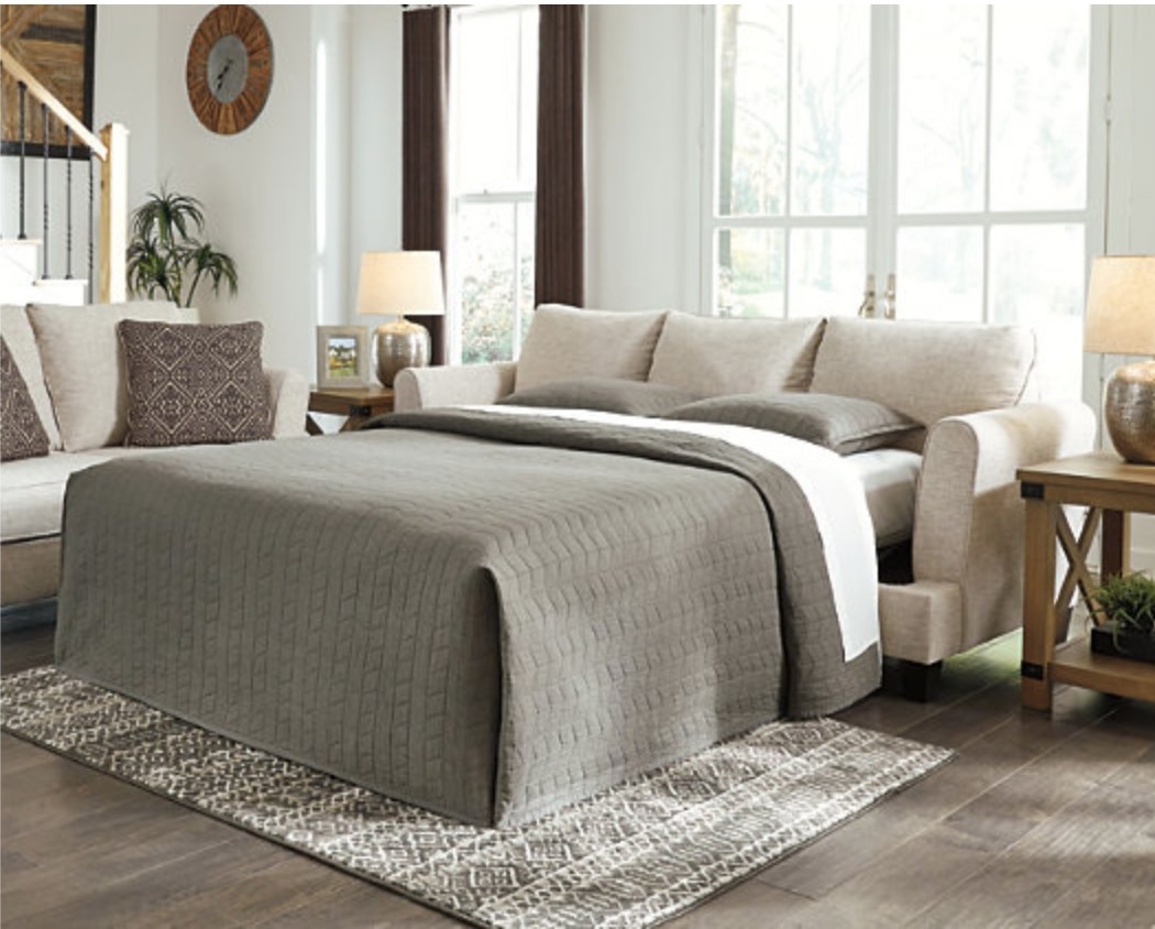 A sleeper sofa