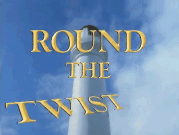 Opening credit to Round the Twist featuring the lighthouse from the show and the word &quot;twist&quot; twisting 