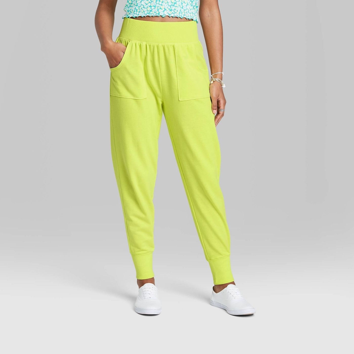 Model in tapered pants