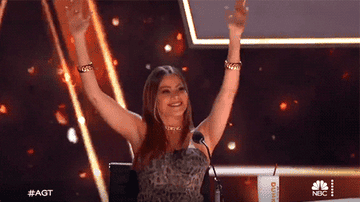 sofia vergara dancing with her hands up in the air on &quot;america&#x27;s got talent&quot;