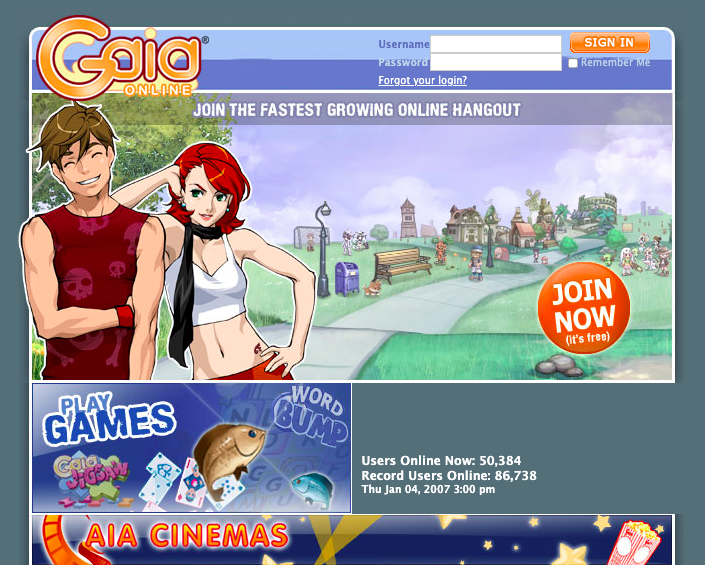 Two anime characters smile on the sites homepage
