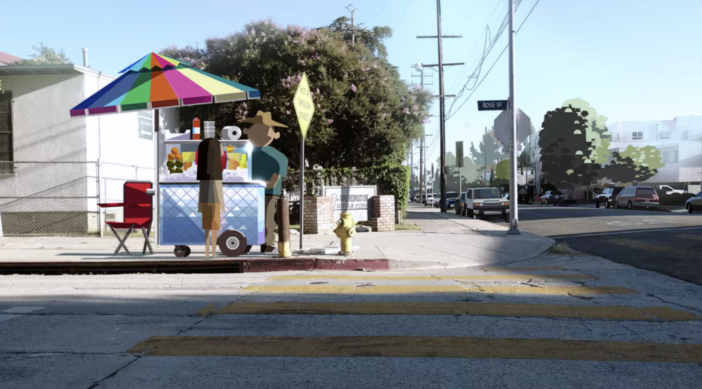A fruit cart on the street in Los Angeles