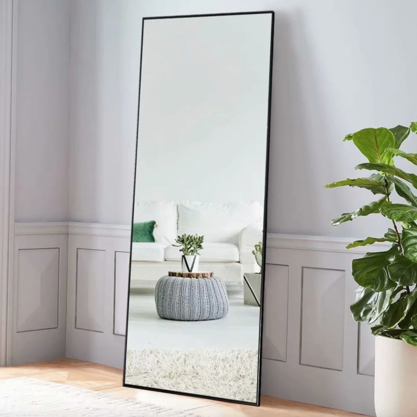 The floor length mirror in black