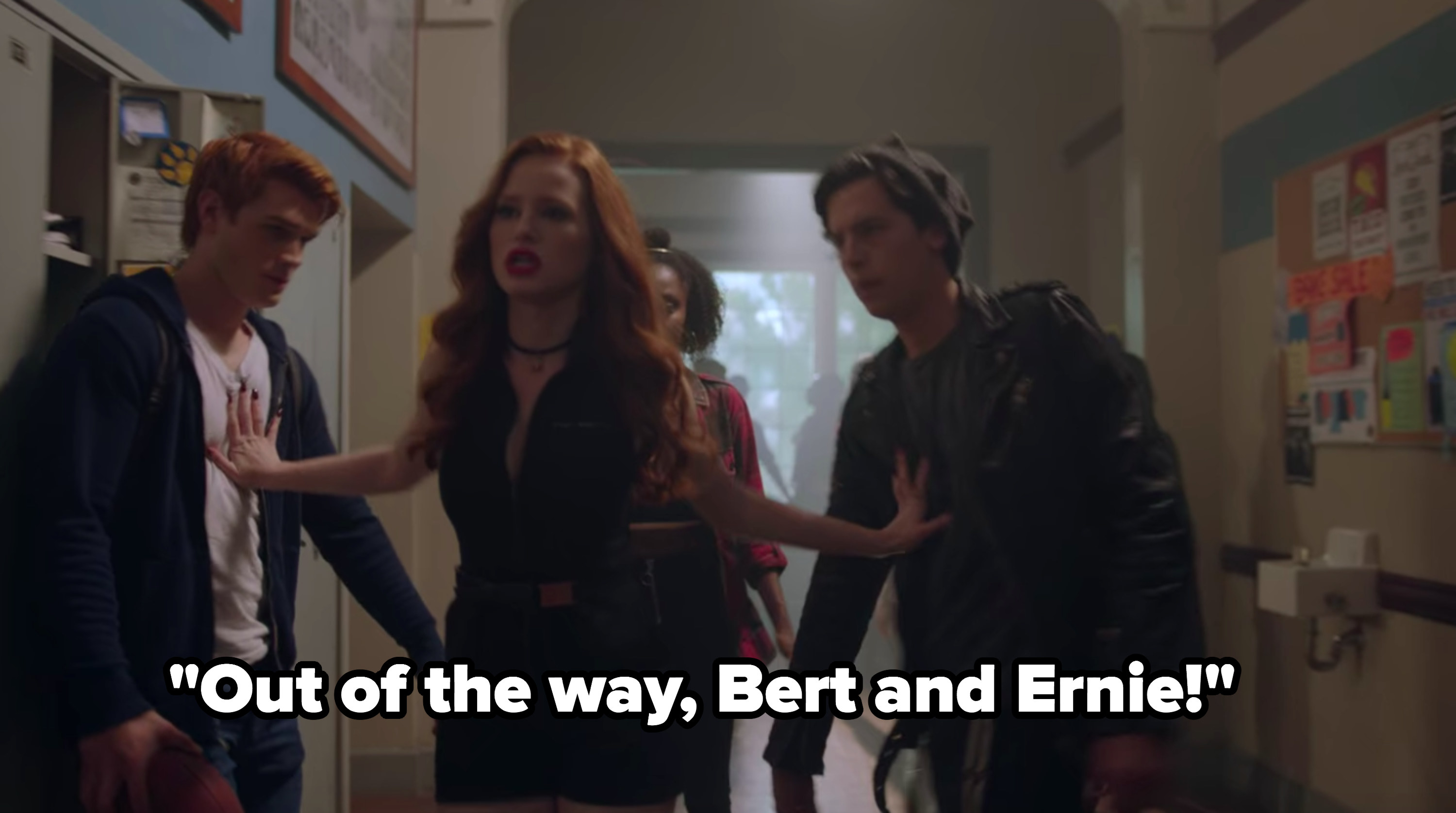 Cheryl pushes Archie and Jughead out of the way: &quot;Out of the way Bert and Ernie&quot;