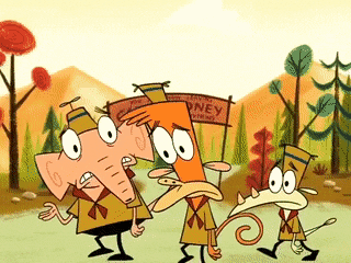 Raj, Lazlo, and Clam walk and frown
