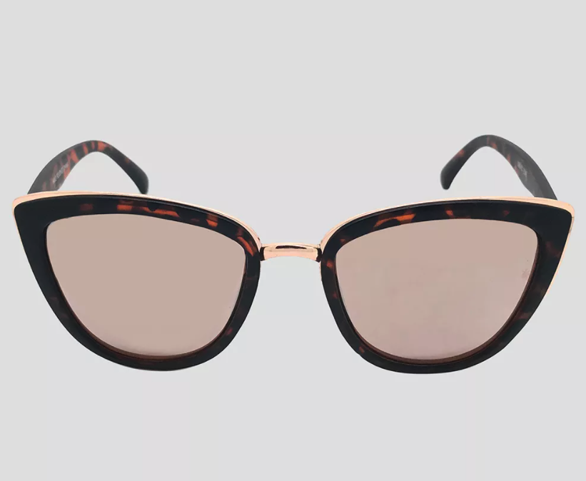 the cat eye glasses with tortoiseshell frames and gold details