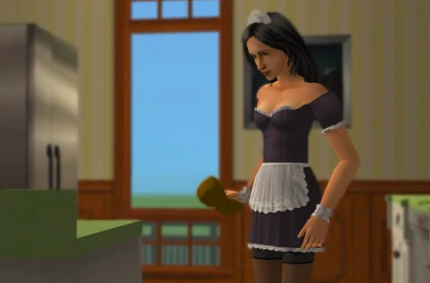 Kaylynn as a maid in &quot;Sims 2&quot;
