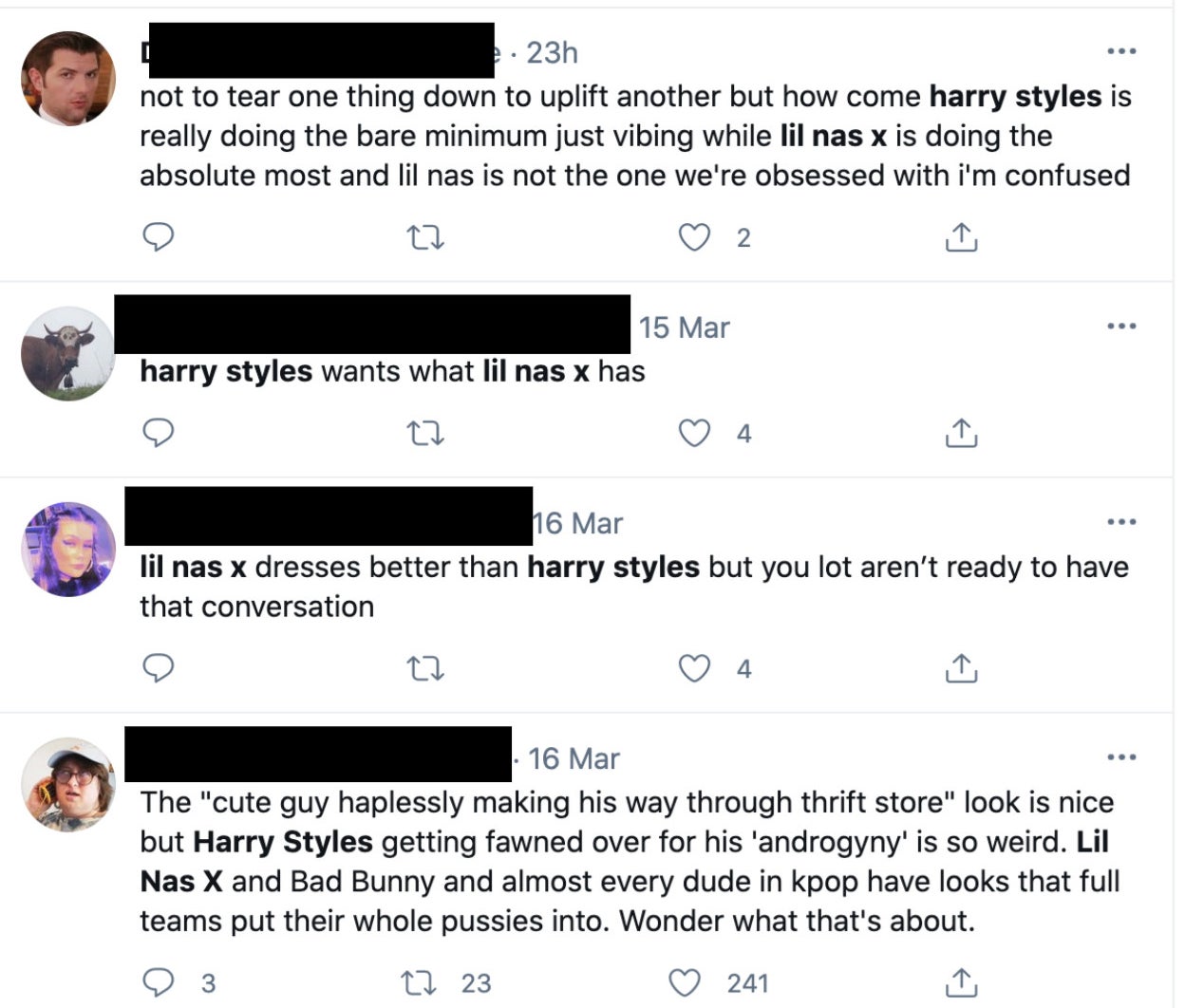 One person commented, &quot;lil nas x dresses better than harry styles but you lot aren&#x27;t ready to have that conversation&quot;