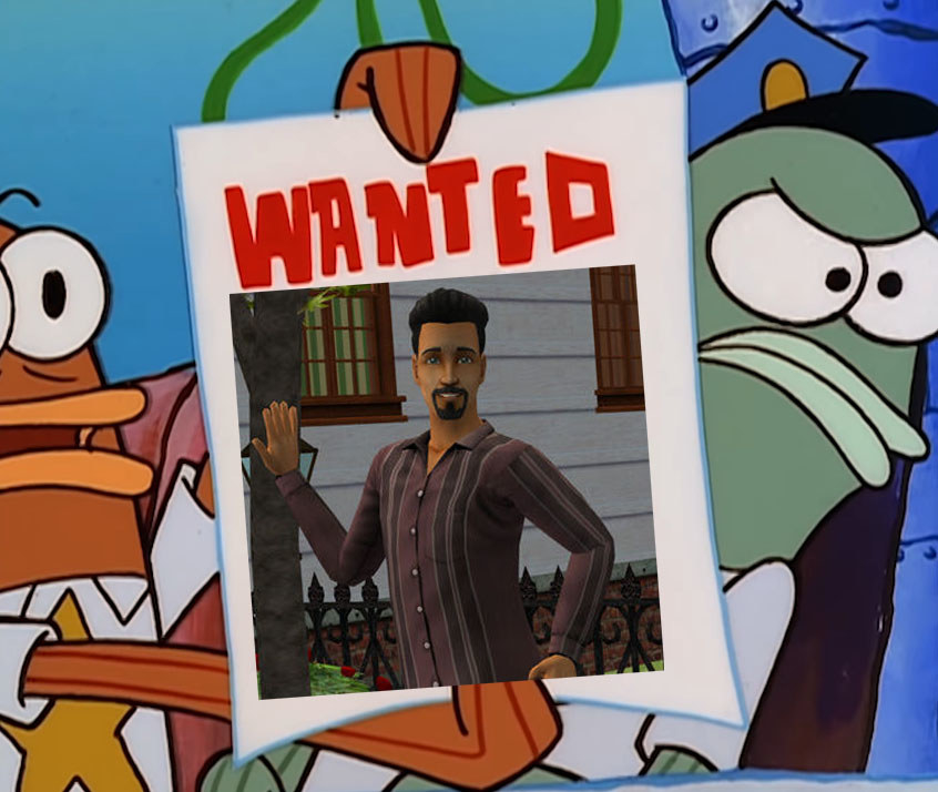 SpongeBob cops holding &quot;wanted&quot; poster with Don&#x27;s face on it