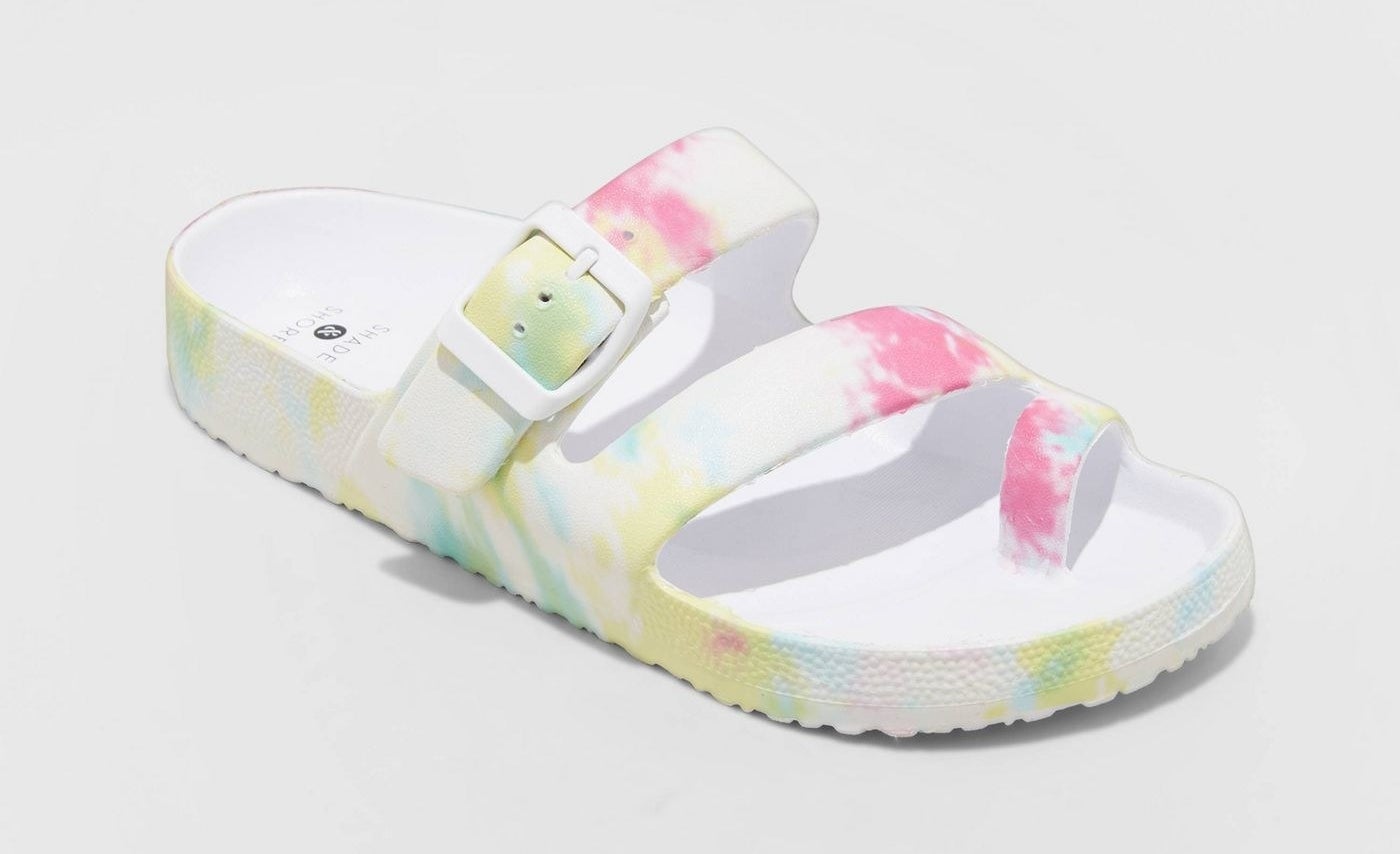 Tie dye toe ring slide sandals 