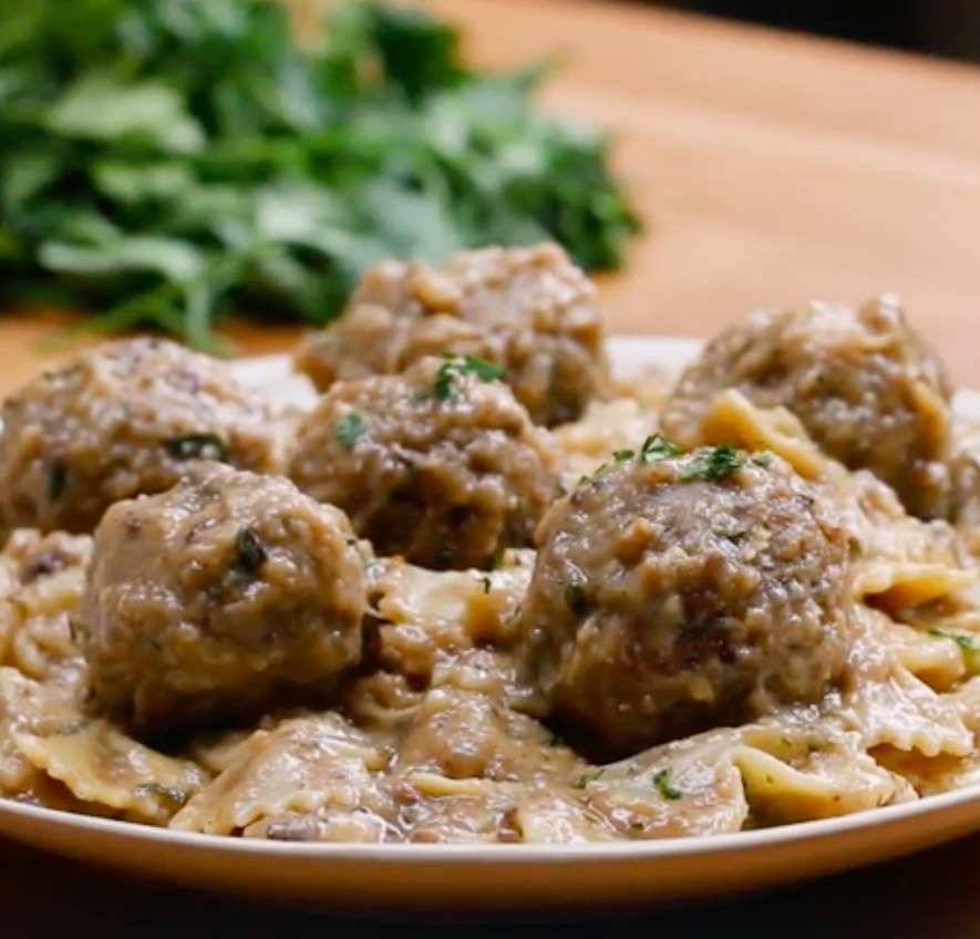 The &quot;meatballs&quot; served on a plate of pasta