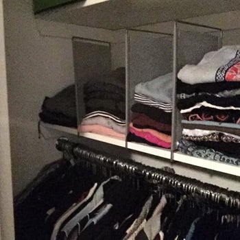 Same reviewer with organized piles using the dividers