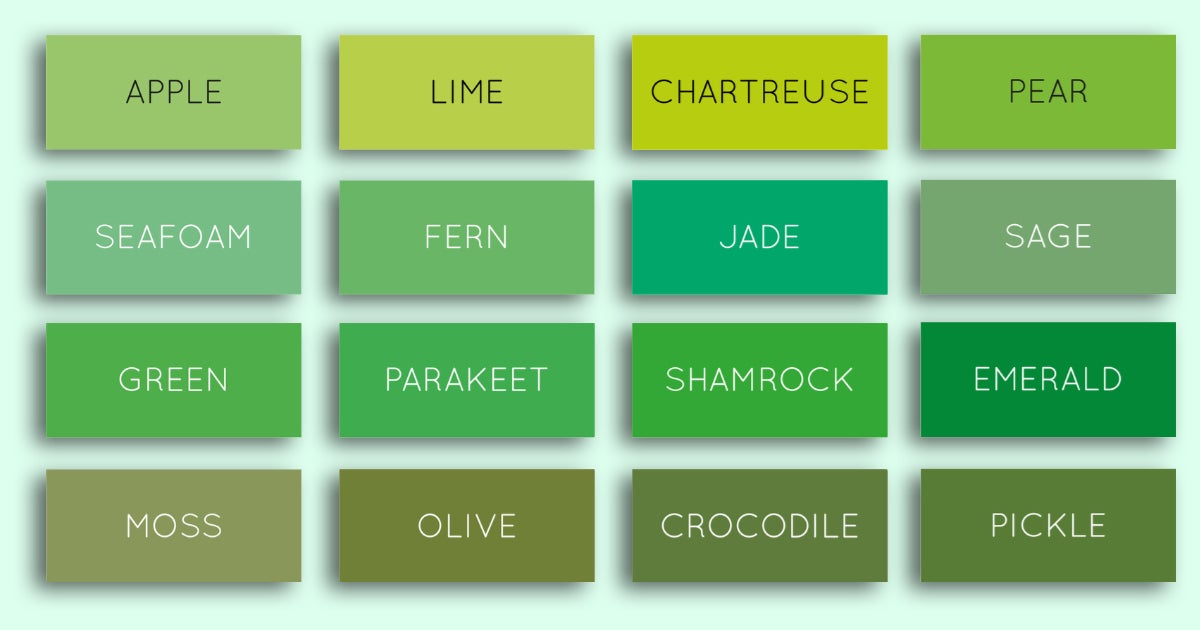 Types Of Greens Colors Types Of Greens Colors