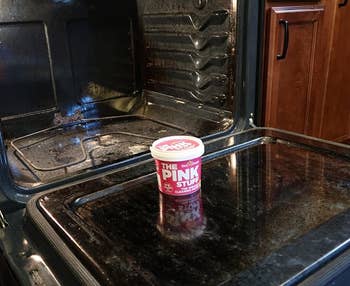 Reviewer photograph of The Pink Stuff successful beforehand of soiled oven
