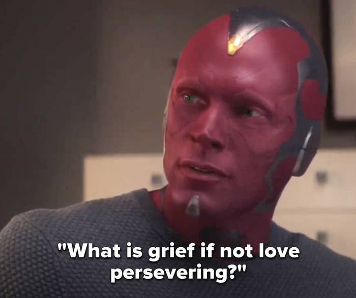Vision saying &quot;What is grief if not love persevering&quot; on Wandavision
