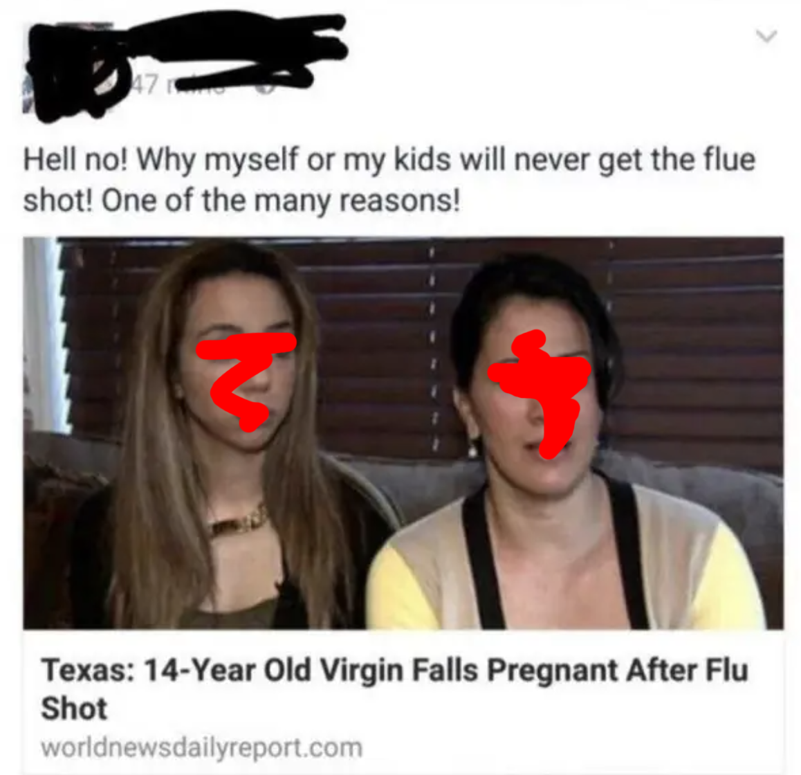 person who says people get pregnant from vaccines