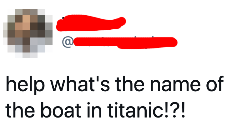 tweet reading help what&#x27;s the name of the boat in titanic