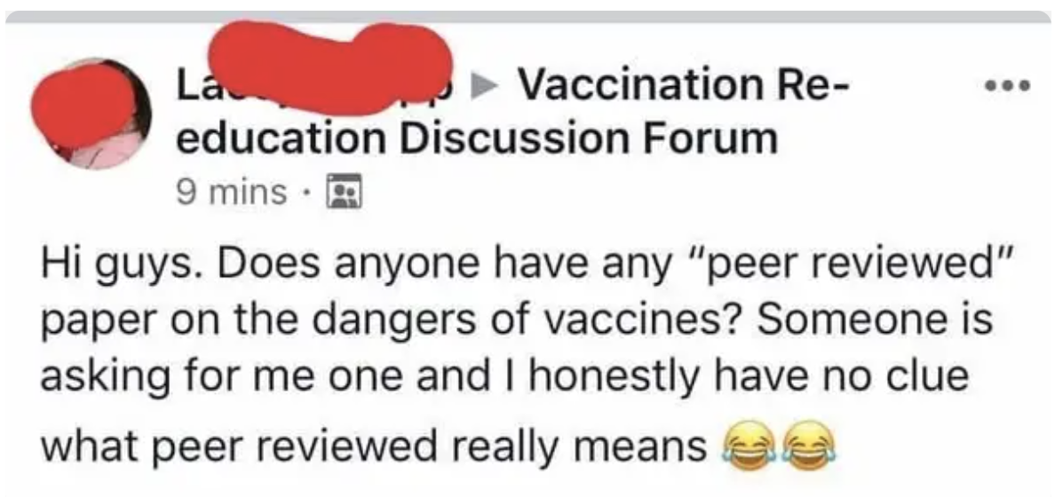 person who doesn&#x27;t know what peer reviewed means