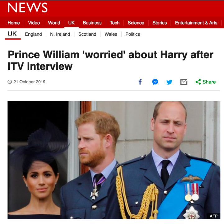 Prince William 'worried' about Harry after ITV interview