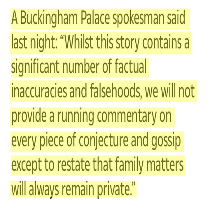 A Buckingham Palace spokesman ...