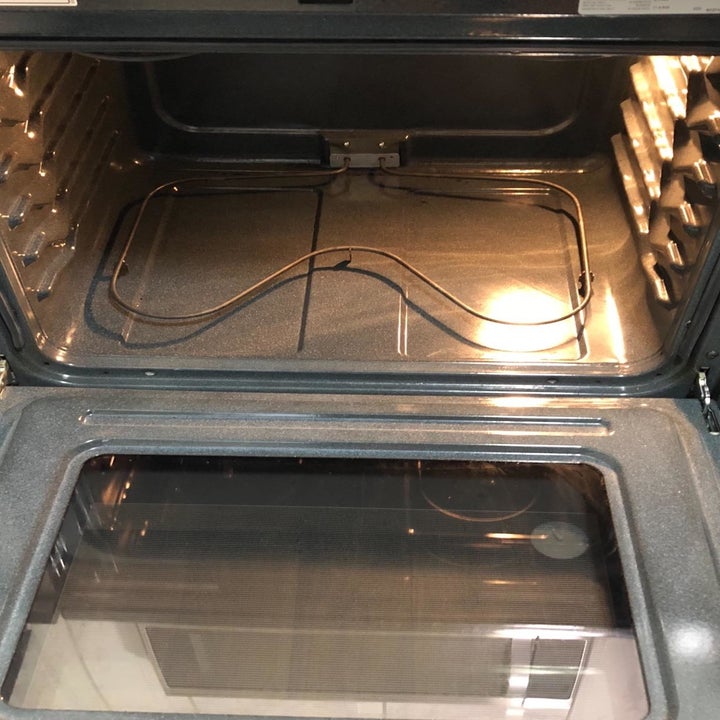 Reviewer photo of oven after using Krud Kutter spray