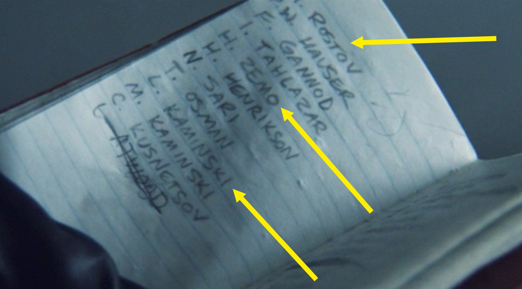 Bucky&#x27;s notebook filled with names