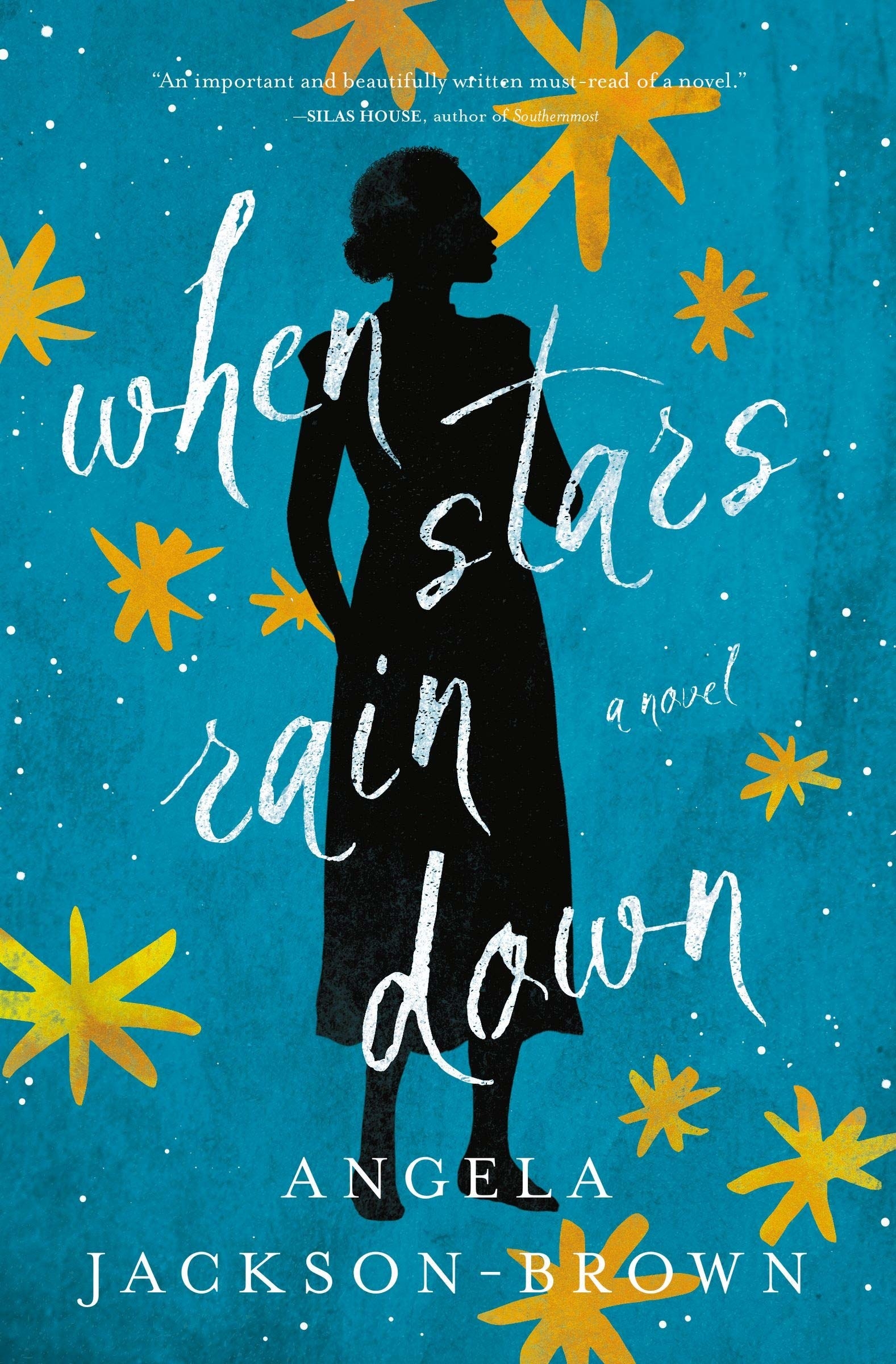 the book's cover with stars and a standing woman