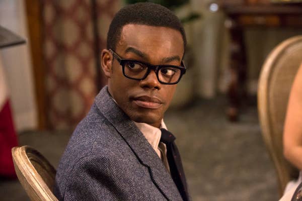 Chidi looking back in The Good Place
