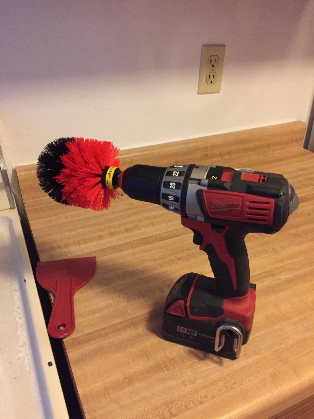 Review photo of the red drill brush power scrubber attachment