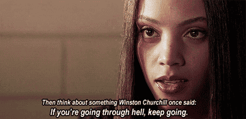 Ms. Morrell says &quot;Think about something Winston Churchill once said: &#x27;If you&#x27;re going through hell, keep going&#x27;&quot; on Teen Wolf