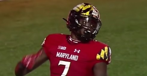 Black helmet with the Maryland flag overlaying it