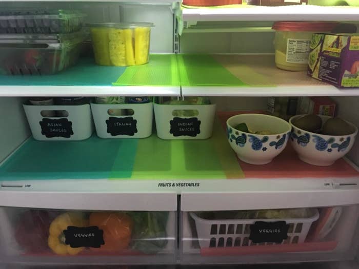 Set of fridge liners placed inside refrigerators 