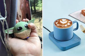 baby yoda speaker and coffee warmer