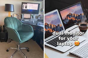 chair and dual monitor