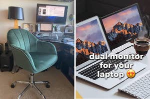 chair and dual monitor