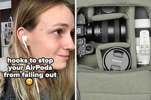 airpod hooks and backpack