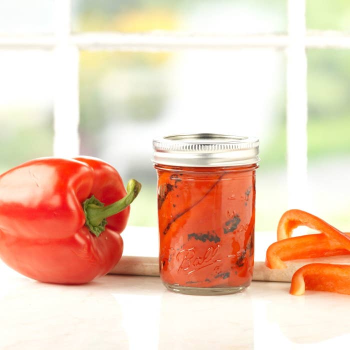Roasted pepper in a mason jar in a home