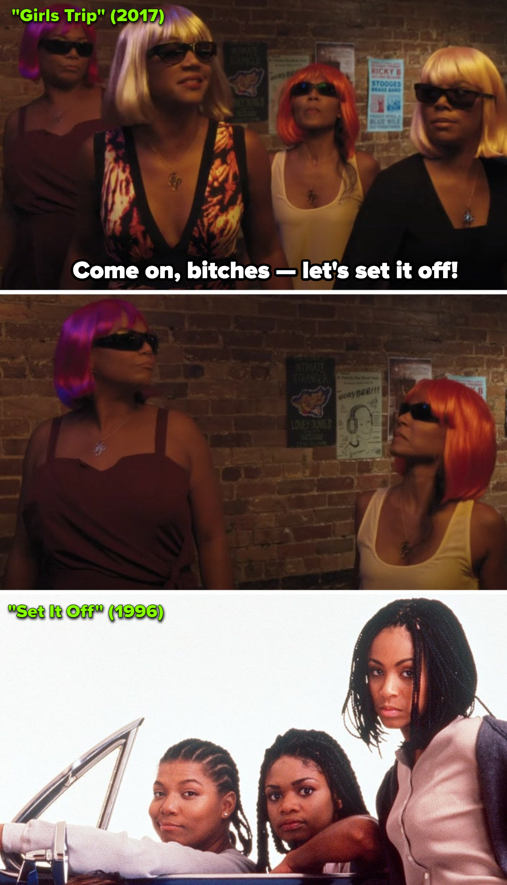 Pinkett Smith and Latifah in "Girls Trip;" Pinkett Smith and Latifah in "Set It Off"
