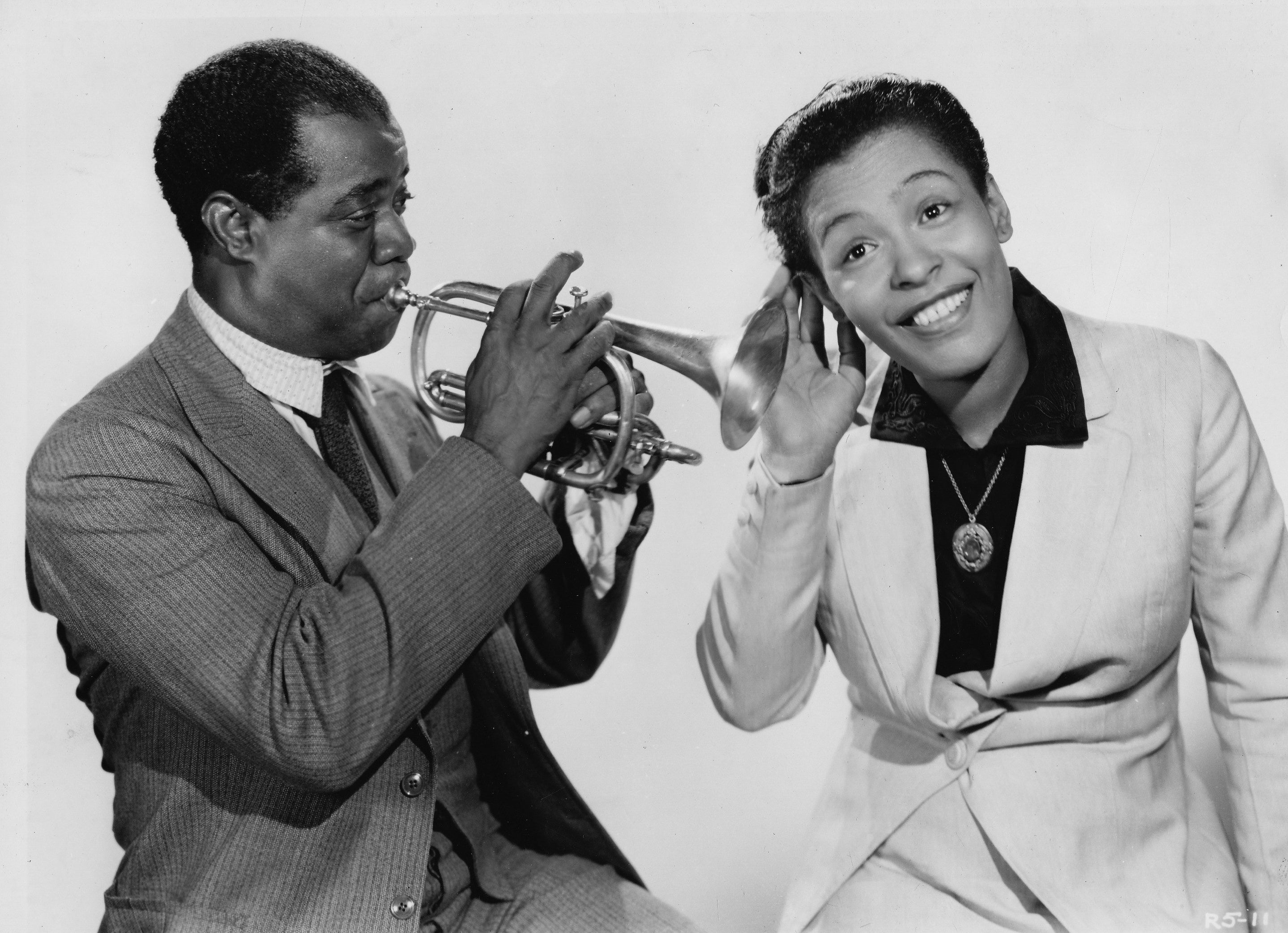 Portrait of Billie Holiday with Louis Armstrong