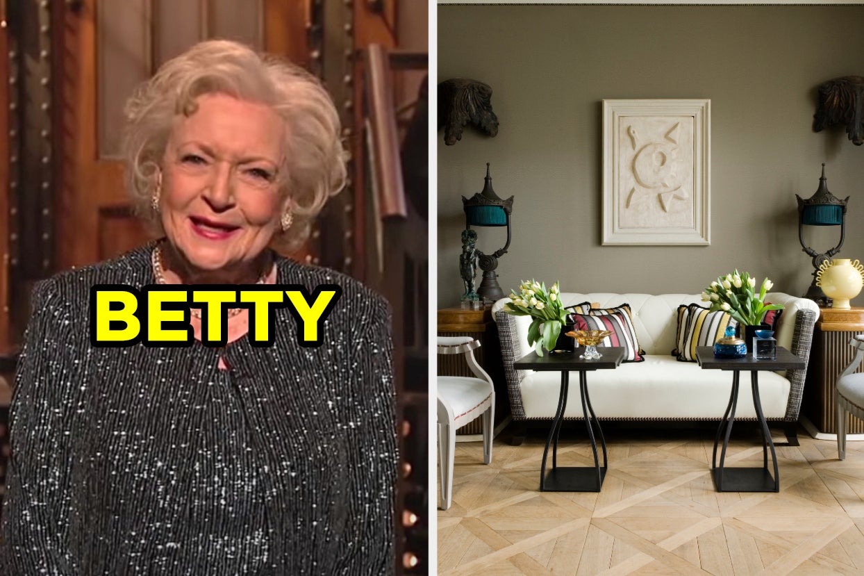 On the left, Betty White labeled