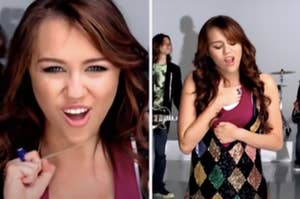 Moments from the music video for "7 things" by Miley Cyrus