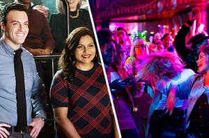 split image of two movies, on the left is late night and on the right is someone great