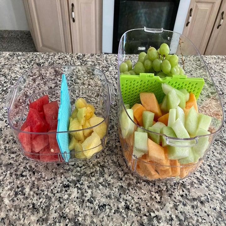 Reviewer photo of fruits inside divide storage container