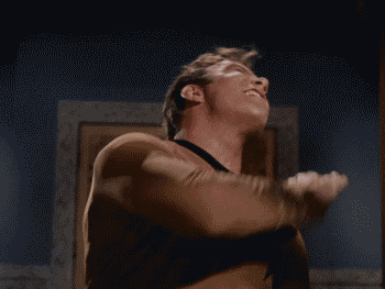 William Shatner as Captain Kirk slaps himself