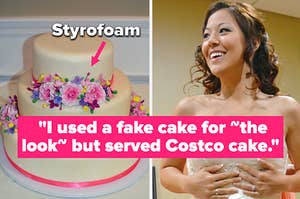 photo of a fake wedding cake made from styrofoam