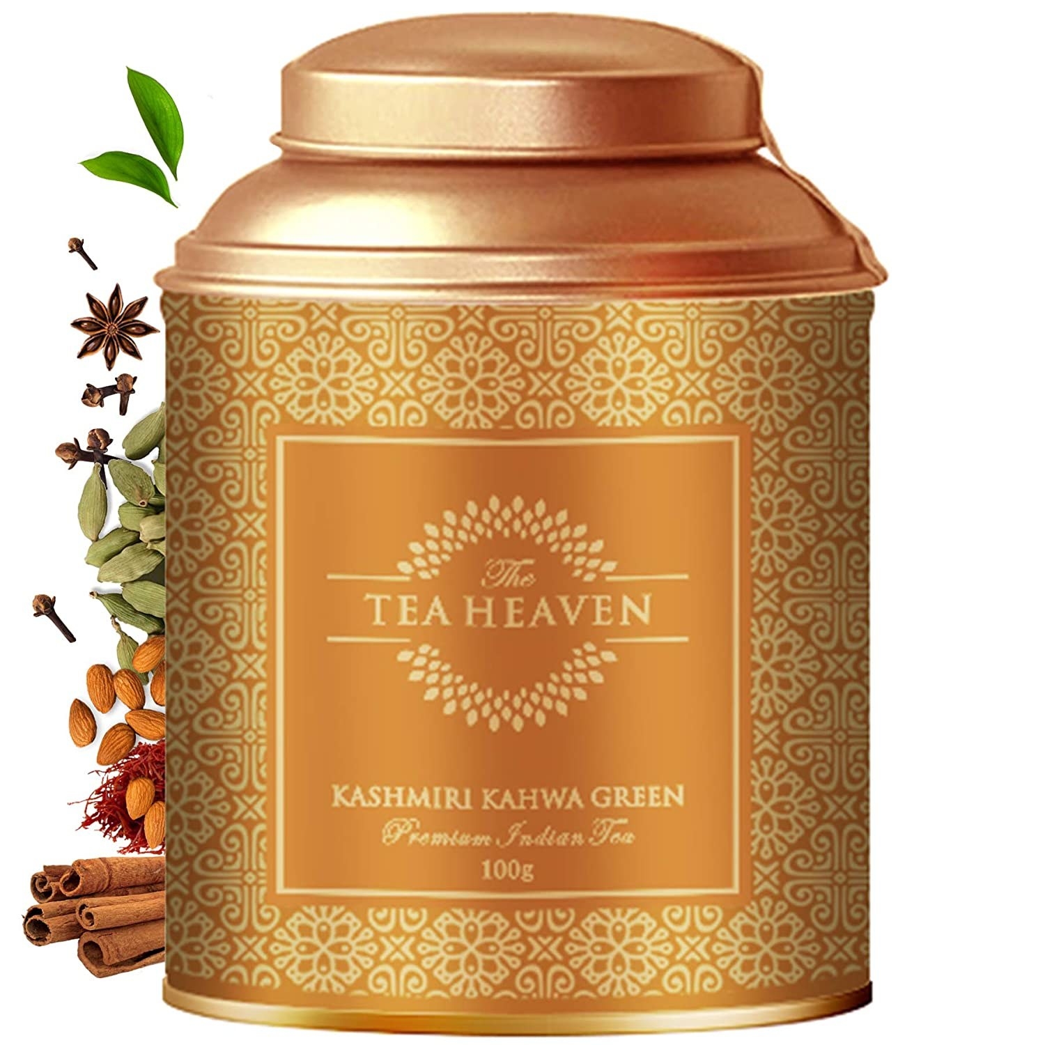 Tin of the Kashmiri Kahwa tea 