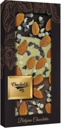 A Belgium chocolate bar with nuts